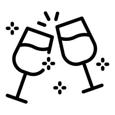 Doğum günü şampanyası ikonu ana hatları vektörü. Hediye.