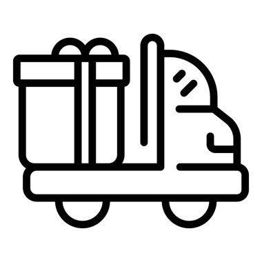 Hediye kutusu teslim ikonu ana hat vektörü. Hediye doğum günü