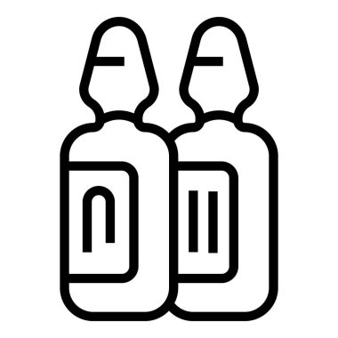 Aşı şırıngası ampul ikon ana hatları vektörü. Vial Aşı