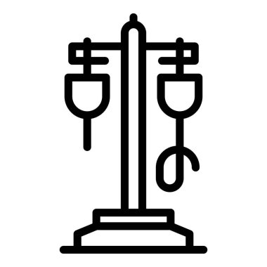 Hastane damlası ikonu ana hat vektörü. Yatak doktoru.