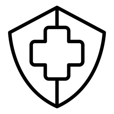 Klinik sağlık sigortası ikonu ana hatları vektörü. Sağlık hayatı