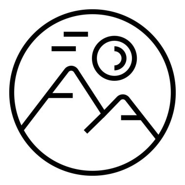 Dağ manzarası ikonu ana hat vektörü. Doğa Ormanı