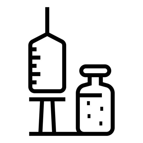 Aşı şırıngası ikon ana hatları vektörü. Vial Aşı — Stok Vektör