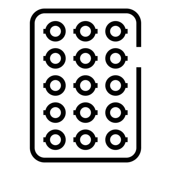 Tabletta buborékcsomagolás ikon körvonalvektor. Tabletta csomagolás — Stock Vector