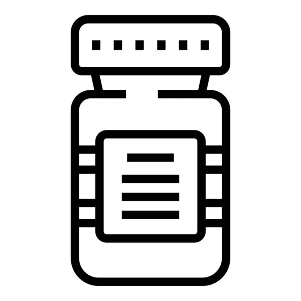 Santé pilules pot icône contour vecteur. Pilule de médecine — Image vectorielle