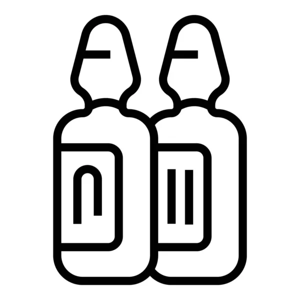 Vector de contorno de icono de ampolla de jeringa de vacuna. Vacuna antivial — Vector de stock