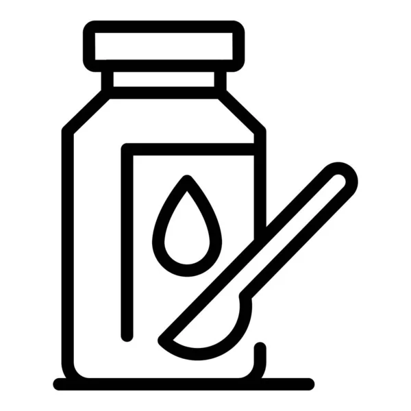 Tıbbi şurup şişesi ikonu ana hatları vektörü. İlaç şişesi. — Stok Vektör