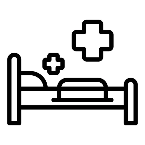 Ikona lůžka lékařské nemocnice, obrys vektoru. Lékařský pacient — Stockový vektor
