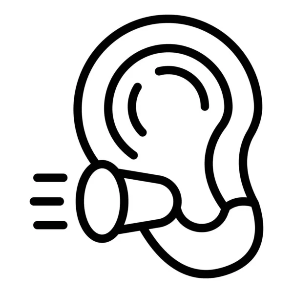 Вектор контура значка защиты затычек ушей. Слушать шум — стоковый вектор