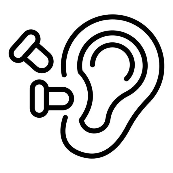 Tappi per le orecchie blocco icona contorno vettoriale. Spinotto uditivo — Vettoriale Stock