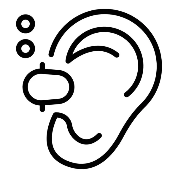 Espuma tapones para los oídos icono contorno vector. Ruido auditivo — Vector de stock