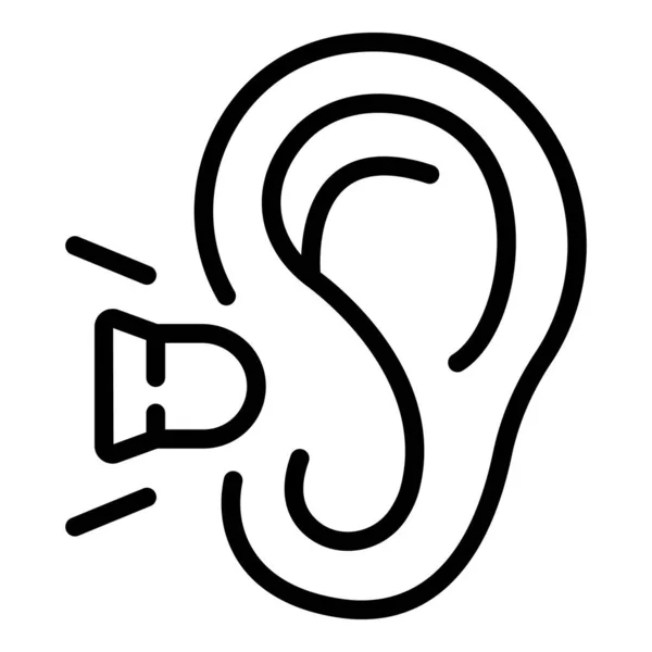 Coprire tappi per le orecchie icona contorno vettore. Rumore uditivo — Vettoriale Stock