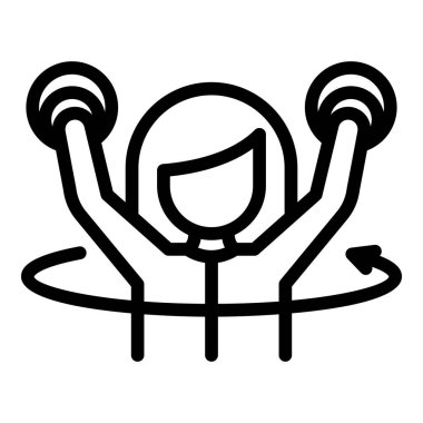 Kız VR oyun ikonu ana hatları vektörü oynuyor. Sanal tur