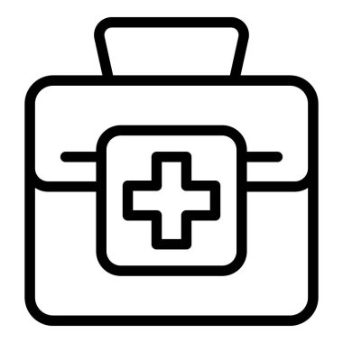 İlk yardım çantasının ikon ana hatları vektörü. Acil durum kutusu