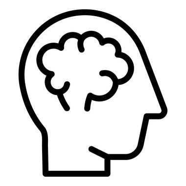 MRI beyin ikonu ana hatları vektörü. Tıbbi Xray