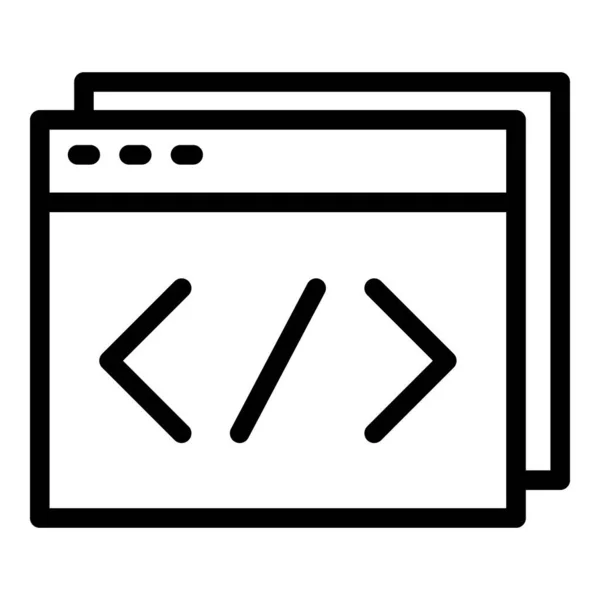 Vettore di contorno icona codice Html. Sviluppo Cms — Vettoriale Stock