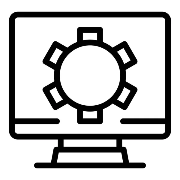 Software PC ícone contorno vetor. Desenho do código — Vetor de Stock