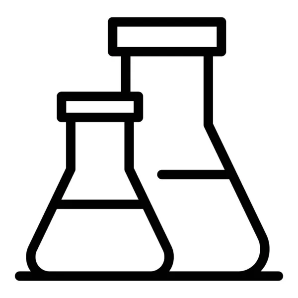 Ikona kolby laboratoryjnej wektor zarysu. Badania medyczne — Wektor stockowy