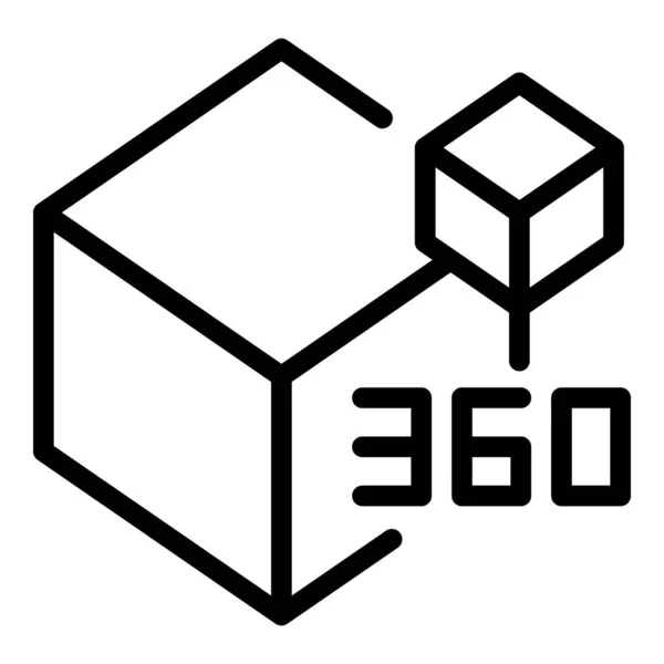 Vetor de contorno de ícone de vista de 360 cubos. Passeio virtual — Vetor de Stock