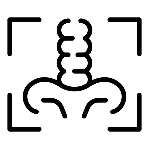 Icono de examen de rayos X contorno vector. Hueso torácico — Vector de stock