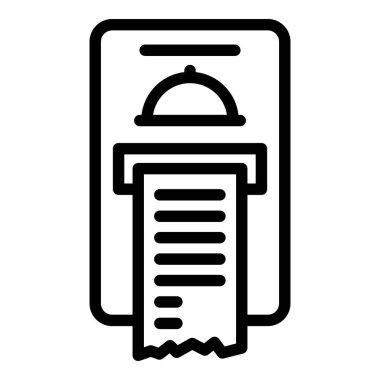 Çevrimiçi ödeme yiyecek ikonu ana hatları vektörü. Teslimat emri