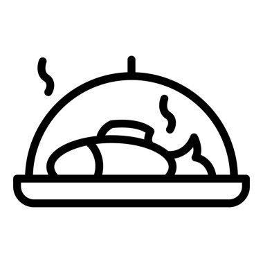 Sıcak balık besin ikonu ana hatları vektörü. Yemek tepsisi