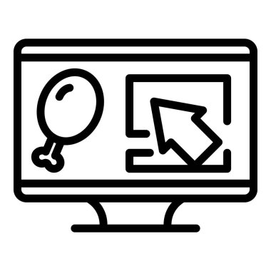 Çevrimiçi gıda dağıtım ikonu ana hatları vektörü. Menü uygulaması