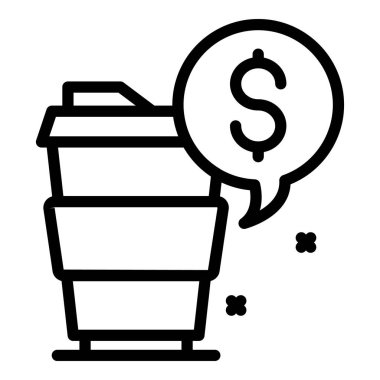 Çevrimiçi kahve siparişi ikonu ana hatları vektörü. Cep telefonu servisi