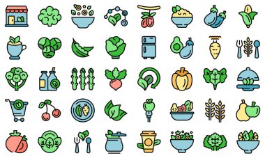 Vejetaryenlik simgeleri vektörü düzleştirdi