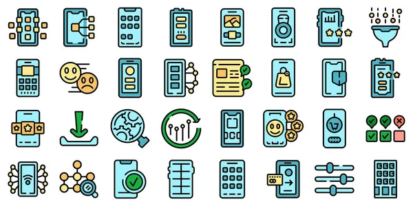 Mobile apps icons set vector flat — Stock Vector