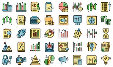 İş eğilimi simgeleri vektörü düzleştirdi