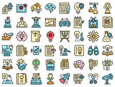 İş fikri simgeleri vektörü düzleştirdi