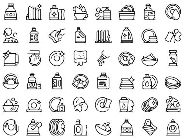 Bulaşık deterjanı simgeleri ana hatları belirler. Çanak çömlek.