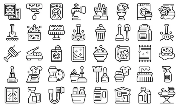 Household occupations icons set outline vector. Clean surface — Stock Vector