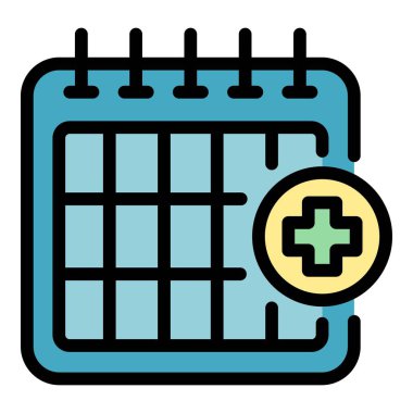 Tıbbi atama simgesi renk ana hatları vektörü