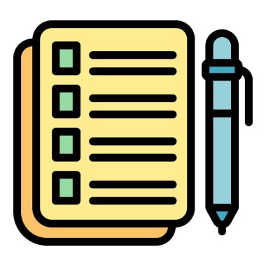 Tıbbi test simgesi renk ana hatları vektörü