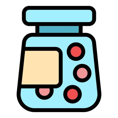 Antibiyotik şişe simgesi renk ana hatları vektörü