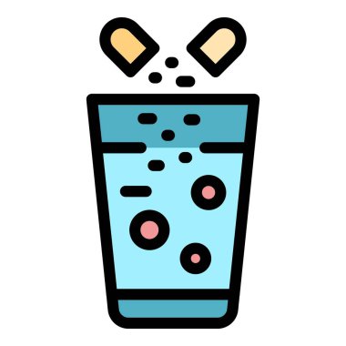 Cam antibiyotik simgesi renk ana hatları vektörü