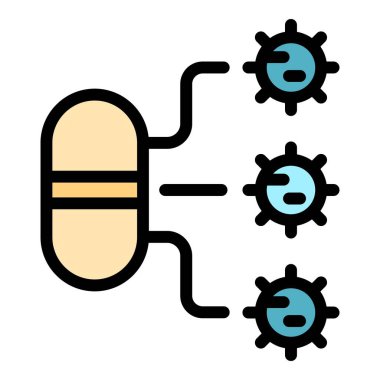 Bakteriyel direnç simgesi renk ana hatları vektörü