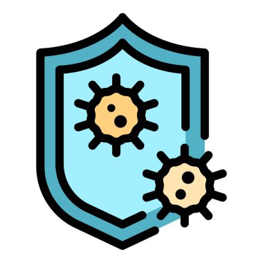 Kalkan enfeksiyonu simgesi renk ana hatları vektörü