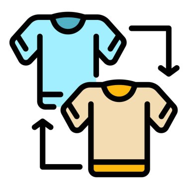 Kıyafetler simge renk ana hatları vektörüne yardım eder