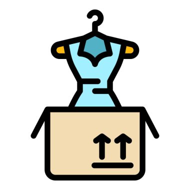 Kıyafet yardımı simgesi renk ana hatları vektörü