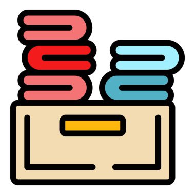 Kıyafet bağışı yardım simgesi renk ana hatları vektörü