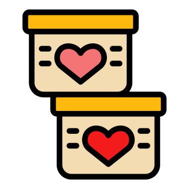 Dayanışma kutuları yardım simgesi renk ana hatları vektörü