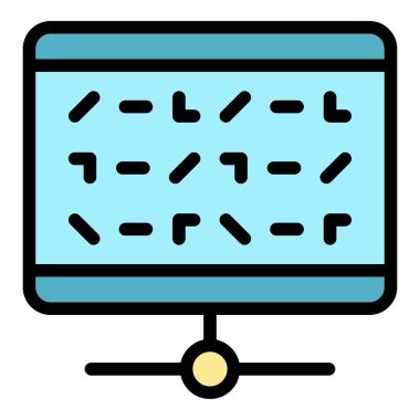 Şifreleme simgesi renk ana hatları vektörü