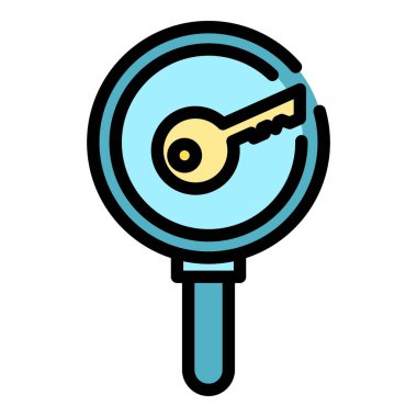 Şifre anahtar simgesi renk ana hatları vektörü