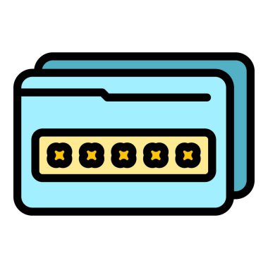 Dijital şifreleme simgesi renk ana hatları vektörü