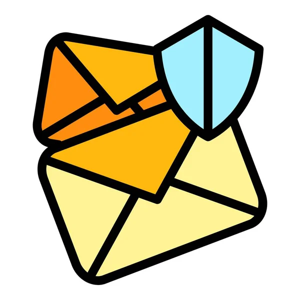 Sicherheit E-Mail-Symbol Farbe Umrissvektor — Stockvektor