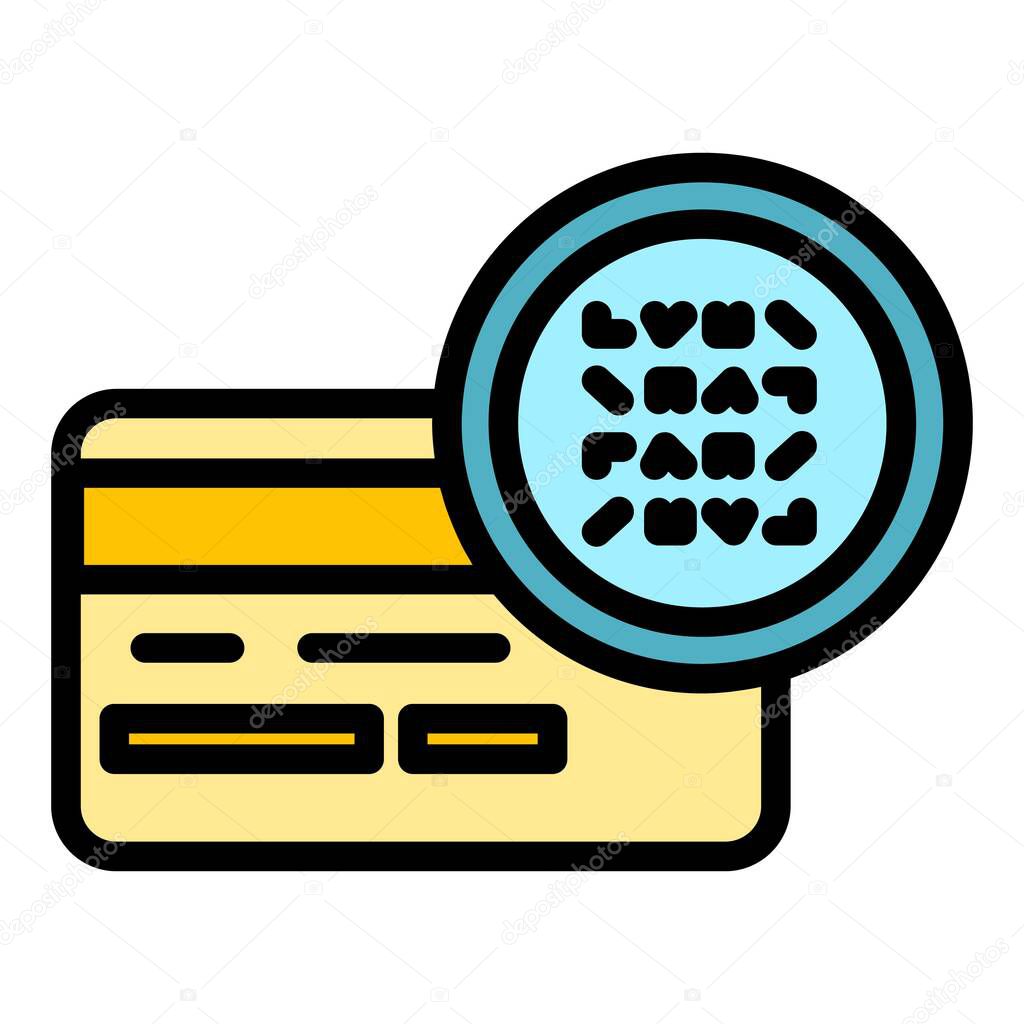 Card cipher icon color outline vector