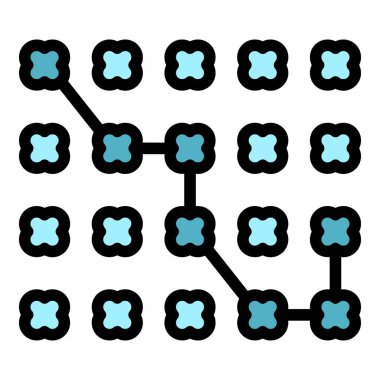 Siber güvenlik şifreleme simgesi renk ana hatları vektörü